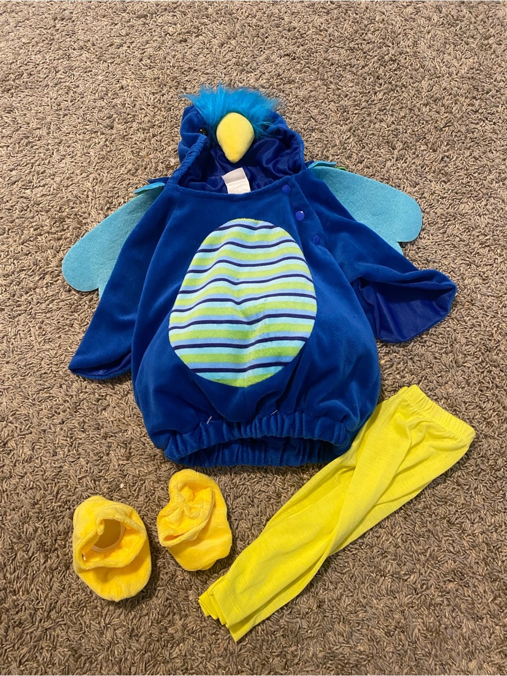 Blue & Yellow Plush Bird Kids Costume Hoodie Set by